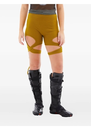 Ottolinger tie-detail ribbed shorts - Green