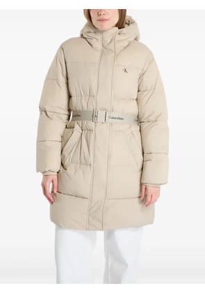 Calvin Klein Jeans belted hooded coat - Neutrals