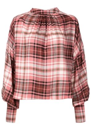 Olympiah check-print round neck blouse - Red