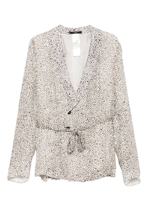 SAPIO abstract-print belted jacket - Neutrals
