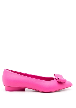 Ferragamo Viva bow-detail leather ballerina shoes - Pink