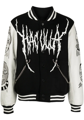 Haculla leather-sleeve varsity jacket - Black
