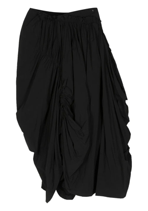 Yohji Yamamoto asymmetric draped midi skirt - Black