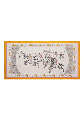 Shanghai Tang equestrian-print silk scarf - White