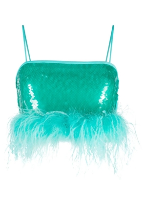 Giuseppe Di Morabito sheer crystal-embellished top - Blue