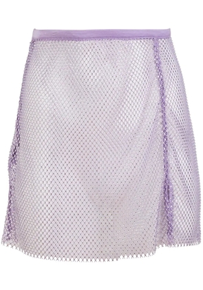 Fleur Du Mal embellished fishnet mini skirt - Purple
