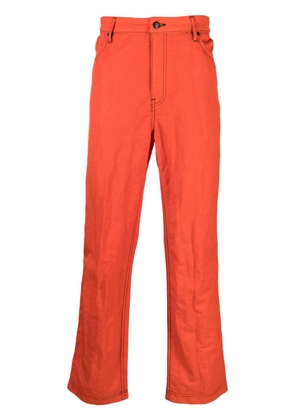 Eckhaus Latta crinkled-finish straight-leg trousers - Red