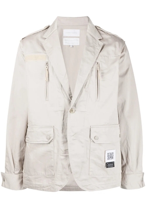 Fumito Ganryu single-breasted multiple-pocket blazer - Grey