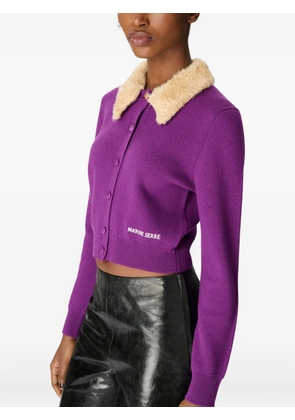 Marine Serre wool cropped cardigan - Purple