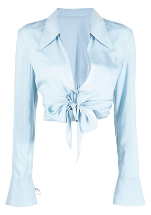System tie-fastening cropped blouse - Blue
