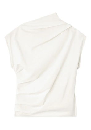 GANNI draped cowl-neck top - Neutrals
