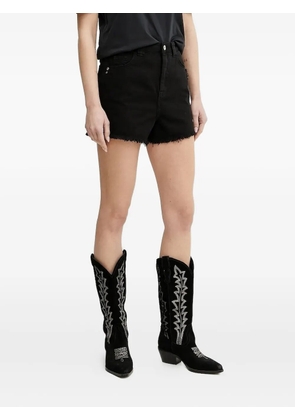 Patrizia Pepe embroidered-logo frayed short shorts - Black