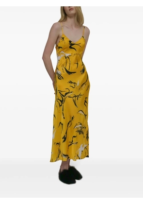 Rosetta Getty Painted Birds-print slip dress - Yellow