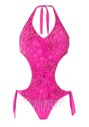 Amir Slama embroidered cut-out one-piece - Pink
