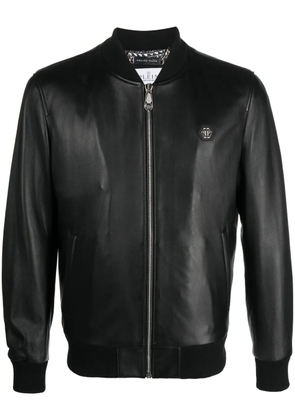 Philipp Plein bomber leather jacket - Black