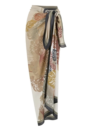 Amir Slama palm leaf print pareo - Neutrals
