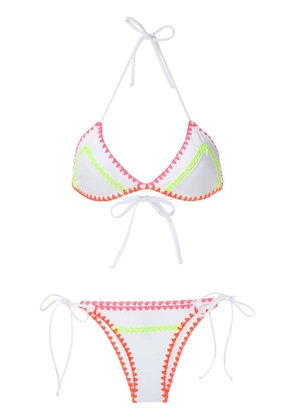 Brigitte Crochet neon trim bikini set - White