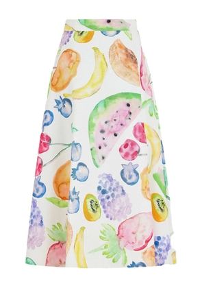 Rosie Assoulin fruit-print midi skirt - White