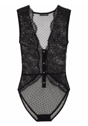 Dolce & Gabbana plunge-neck lace bodysuit - Black