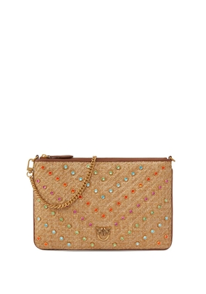 PINKO rhinestone-embellished clutch bag - Neutrals