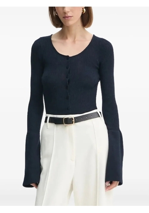 HERSKIND ribbed bell-sleeve cardigan - Blue