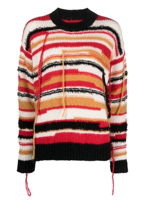 Patrizia Pepe distressed striped jumper - White