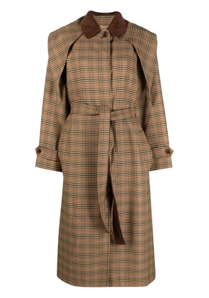 Kenzo Prince of Wales-pattern belted trench coat - Neutrals