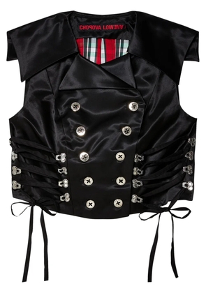 Chopova Lowena satin-finish lace-up waistcoat - Black