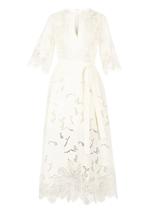 Elie Saab embroidered midi dress - White