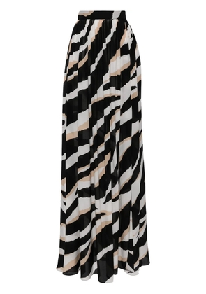 Elie Saab zebra-print silk maxi skirt - White