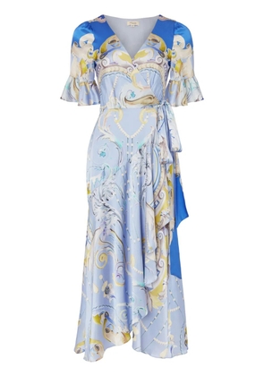 Temperley London Carline-print wrap dress - Blue
