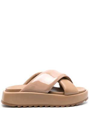 GIABORGHINI crossover-strap slides - Neutrals