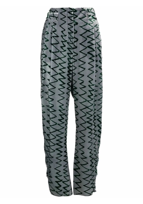 Emporio Armani zigzag-embroidered trousers - Grey