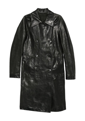 Deepti double-breasted leather coat - Black