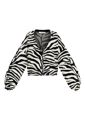 Gestuz zebra-print balloon-sleeve cardigan - BLACK BIRCH TIGER