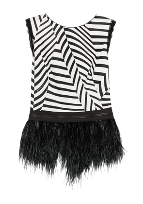 Gemy Maalouf striped feather-trim top - White