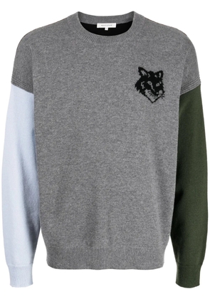 Maison Kitsuné intarsia-knit logo wool jumper - Grey