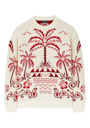 Alanui Glimpse Of Eden palm-tree paisley sweater - White