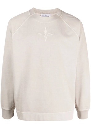 Stone Island logo-embroidered cotton sweatshirt - Neutrals