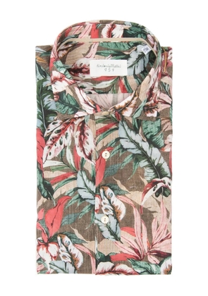 Tintoria Mattei foliage-print shirt - Brown