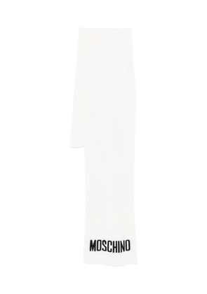 Moschino ribbed logo scarf - White