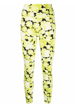 MSGM high-waist floral leggings - Yellow