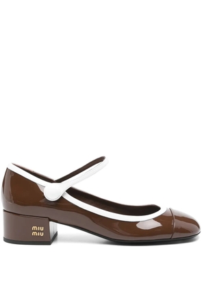 Miu Miu 35mm two-tone patent pumps - Brown