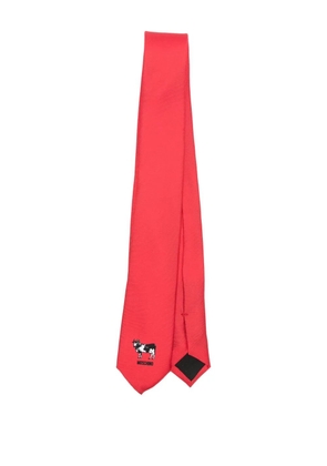 Moschino cow-print silk tie - Red