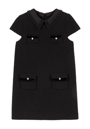 Maje beaded-collar four-pocket mini dress - Black