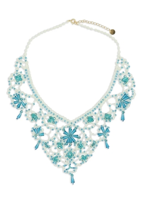 Undercover bead-embellished crochet necklace - White