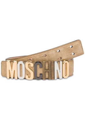 Moschino logo lettering leather belt - Neutrals