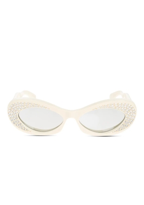 VALENTINO GARAVANI EYEWEAR rhinestone-embellished cat-eye sunglasses - White