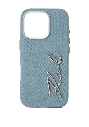 Karl Lagerfeld Jeans Signature-logo denim iPhone case - Blue