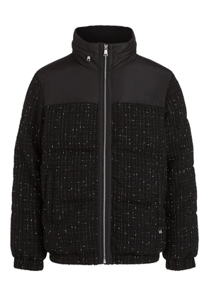 Karl Lagerfeld tweed panel puffer jacket - Black